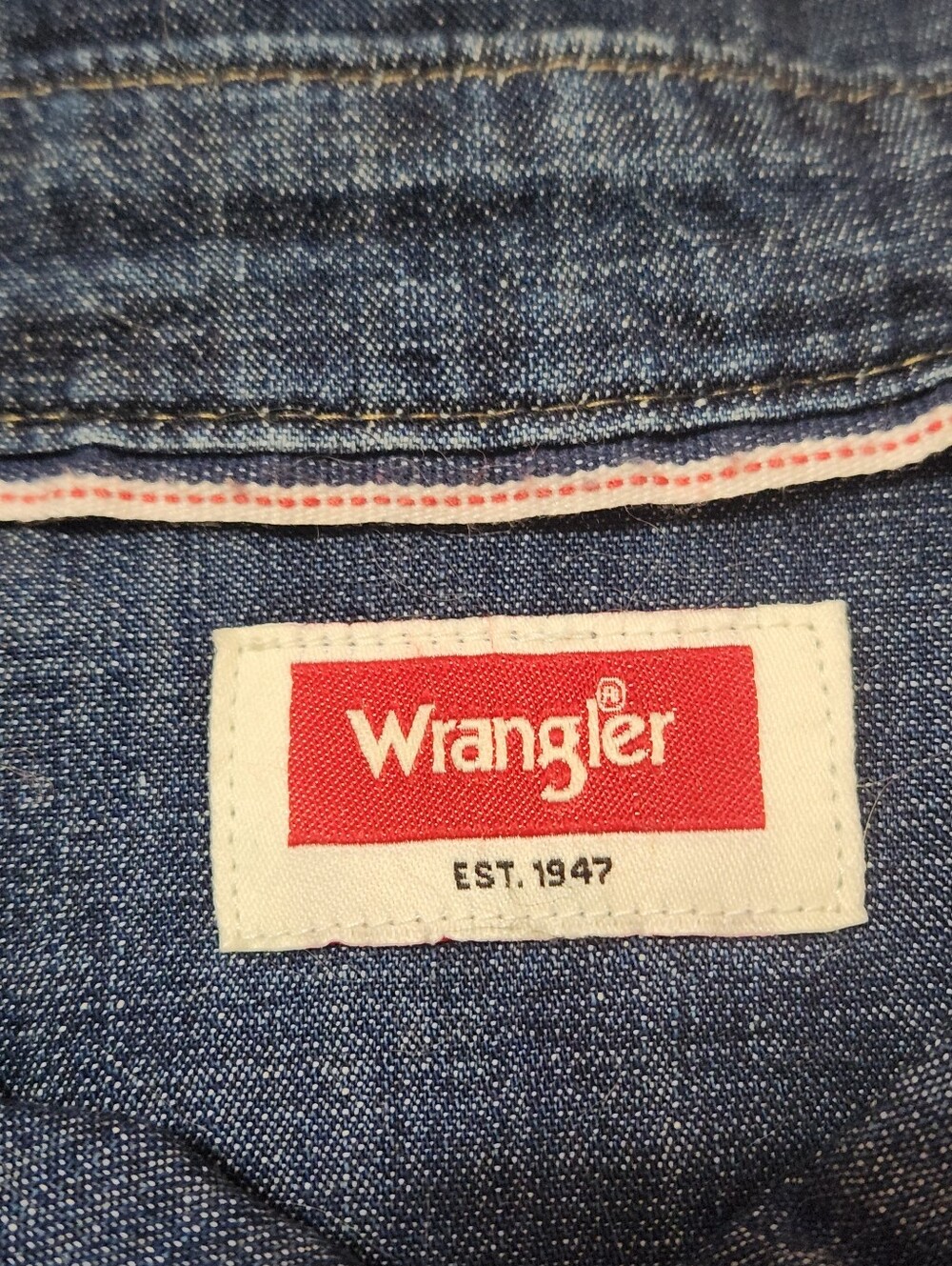 Wrangler Custom Patched Western Denim Snap Shirt Rodeo Festival Blue Size 2XL - Picture 5 of 9
